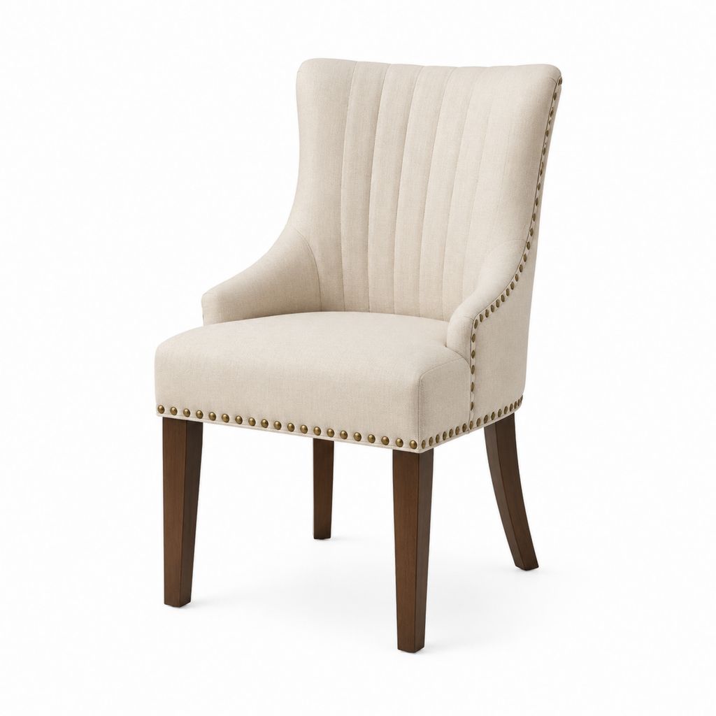 Esszimmerstuhl mit Armlehnen Creme Polyester Massivholz 60 x 65 x 105 cm