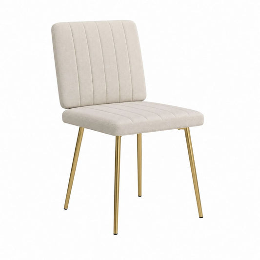 Esszimmerstuhl Beige mit Polyesterbezug und Stahlbeinen in Gold 48 x 57 x 86 cm