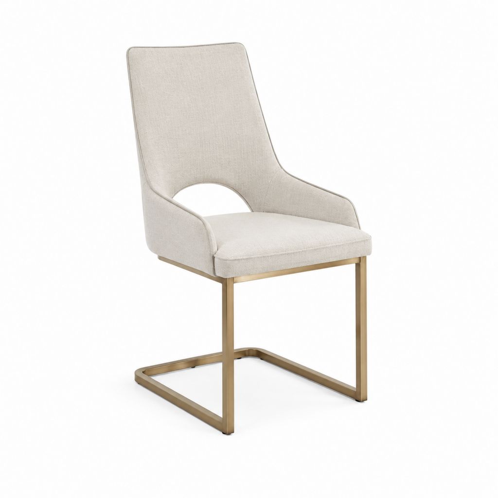Esszimmerstuhl mit Armlehnen Beige Polyester Freischwinger Stahlgestell 60 x 63 x 94 cm
