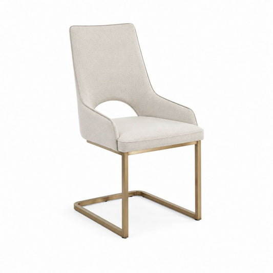Esszimmerstuhl mit Armlehnen Beige Polyester Freischwinger Stahlgestell 60 x 63 x 94 cm