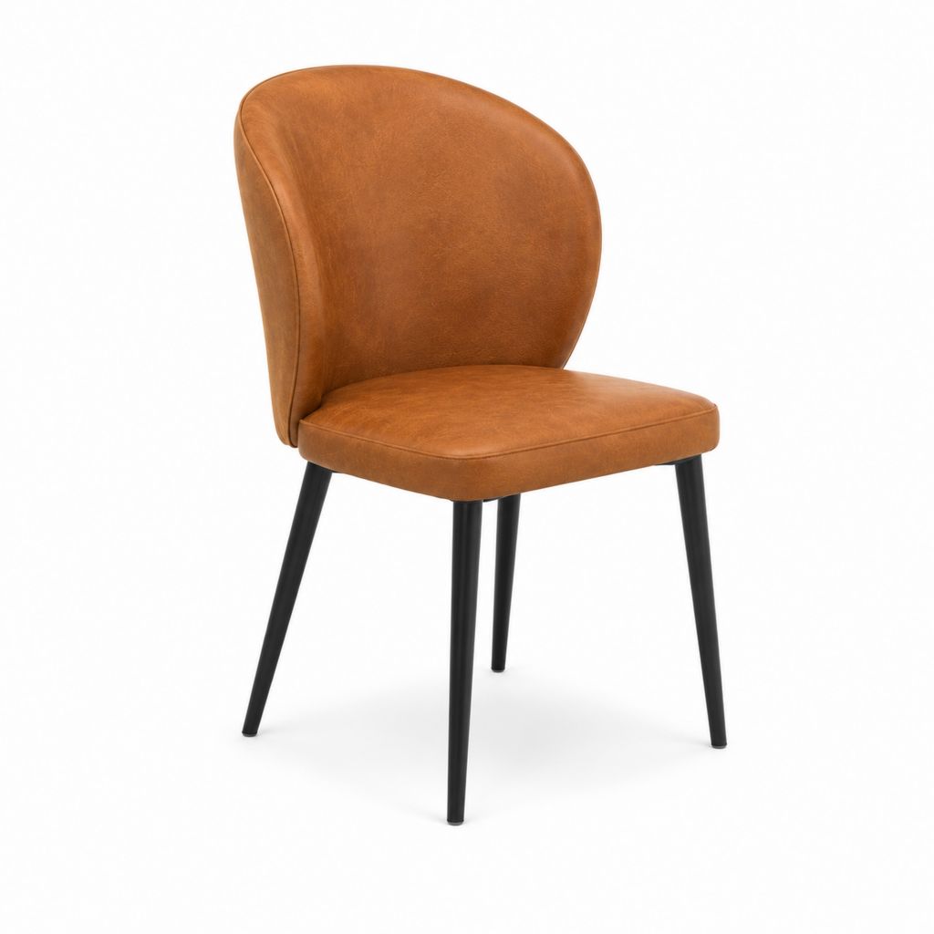 Esszimmerstuhl Cognac PU-Kunstleder mit Stahlbeinen 48 x 58 x 84 cm