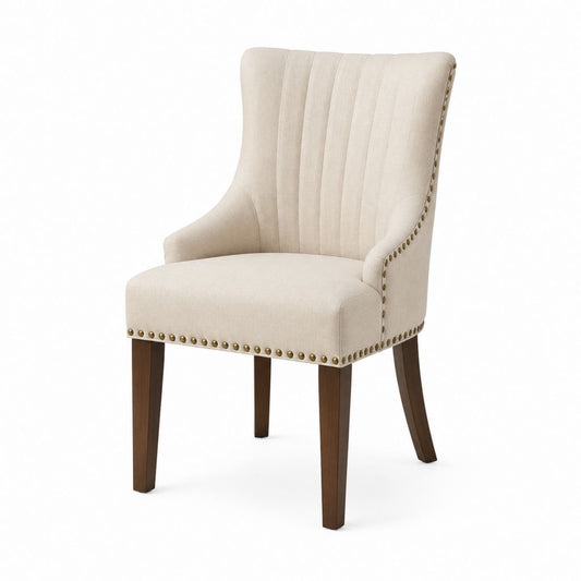 Esszimmerstuhl mit Armlehnen Creme Polyester Massivholz 60 x 65 x 105 cm