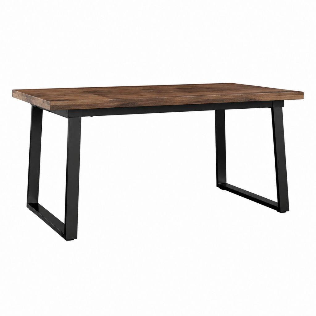 Esstisch rechteckig Braun Schwarz mit MDF-Tischplatte und Stahlgestell 160 x 80 x 75 cm