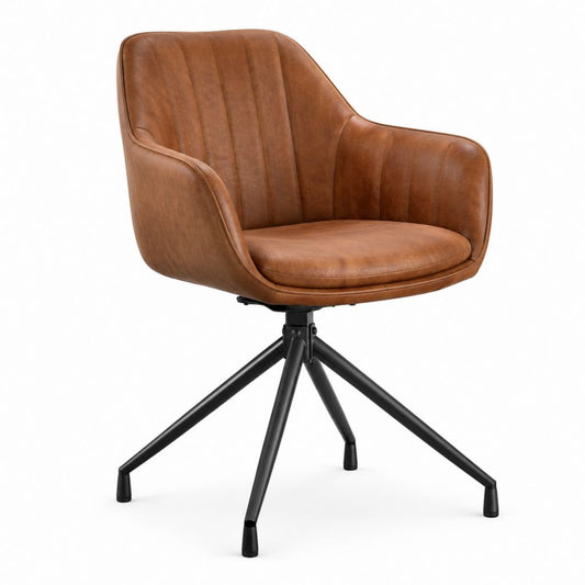 Drehbarer Esszimmerstuhl Cognac PU-Kunstleder Stahlgestell 60 x 63 x 86 cm