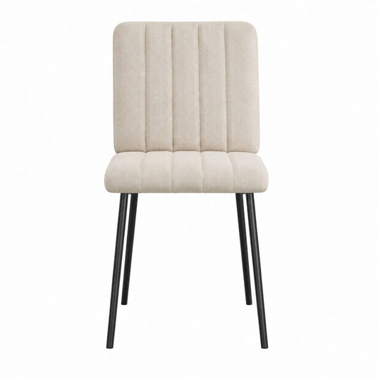Esszimmerstuhl Beige mit Polyesterbezug und schwarzen Stahlbeinen 45 x 53 x 85 cm