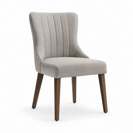 Gepolsterter Esszimmerstuhl Taupe Polyester-Samt mit Massivholzbeinen 50 x 62 x 91 cm