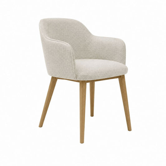 Esszimmerstuhl mit Armlehnen Beige Polyester-Bouclé Massivholz 57 x 61 x 82 cm