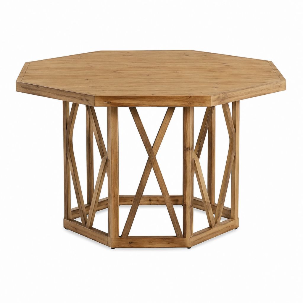 Esstisch Natur Teak-Massivholz achteckig Ø 120 cm Höhe 76 cm