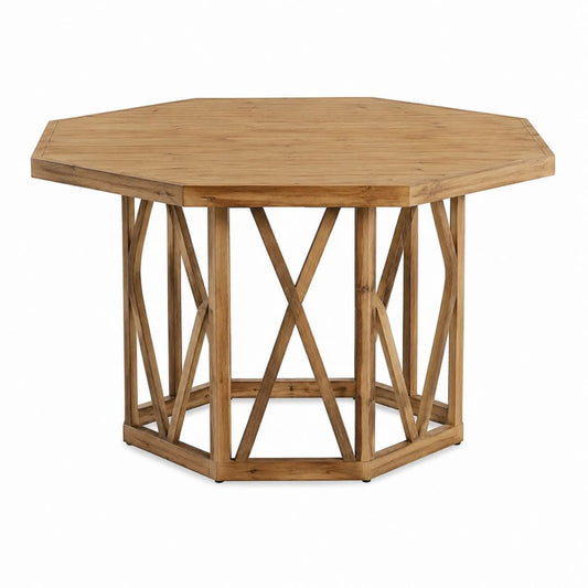 Esstisch Natur Teak-Massivholz achteckig Ø 120 cm Höhe 76 cm