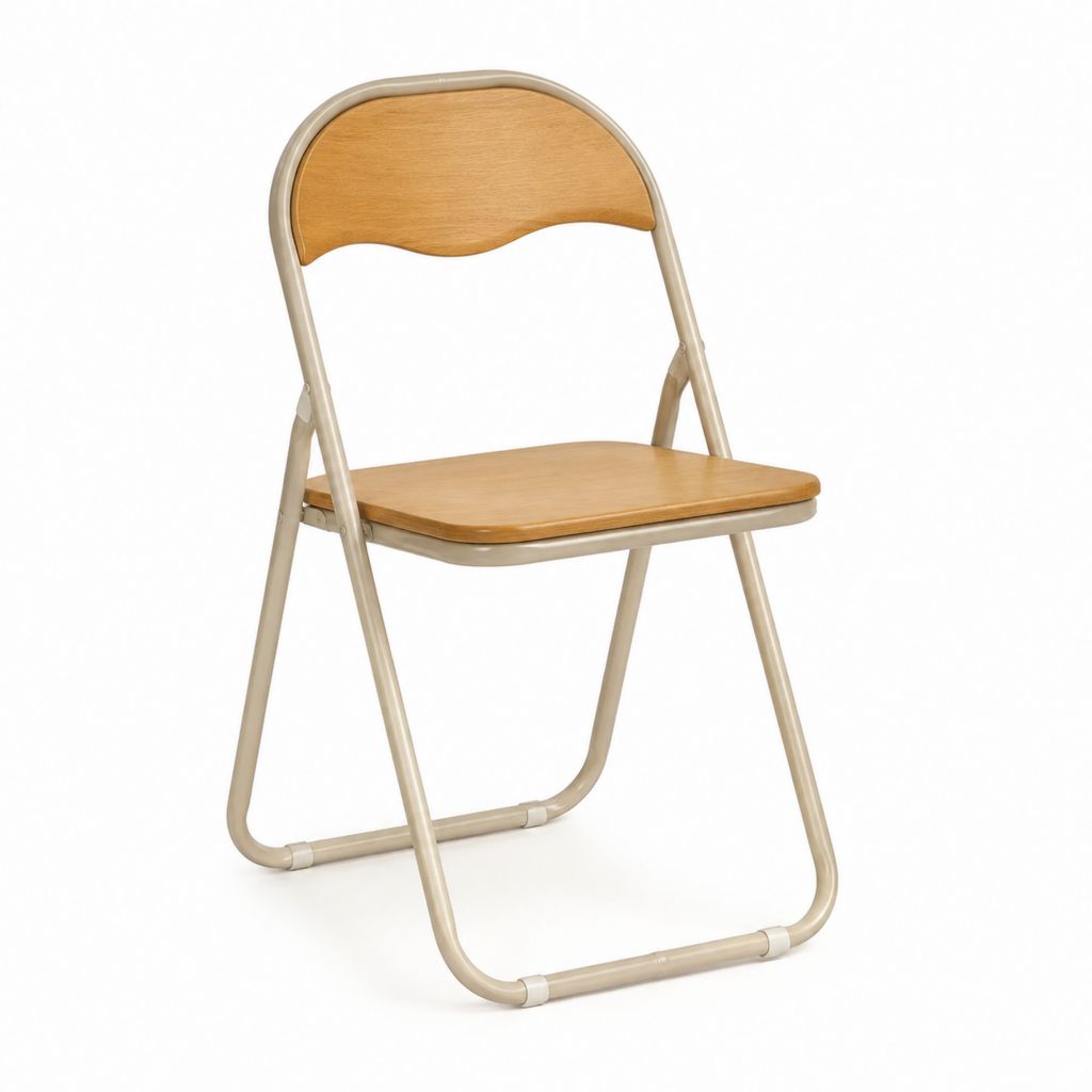 Klappstuhl Esszimmer Beige mit Eichenfurnier Stahlgestell 45 x 48 x 78 cm