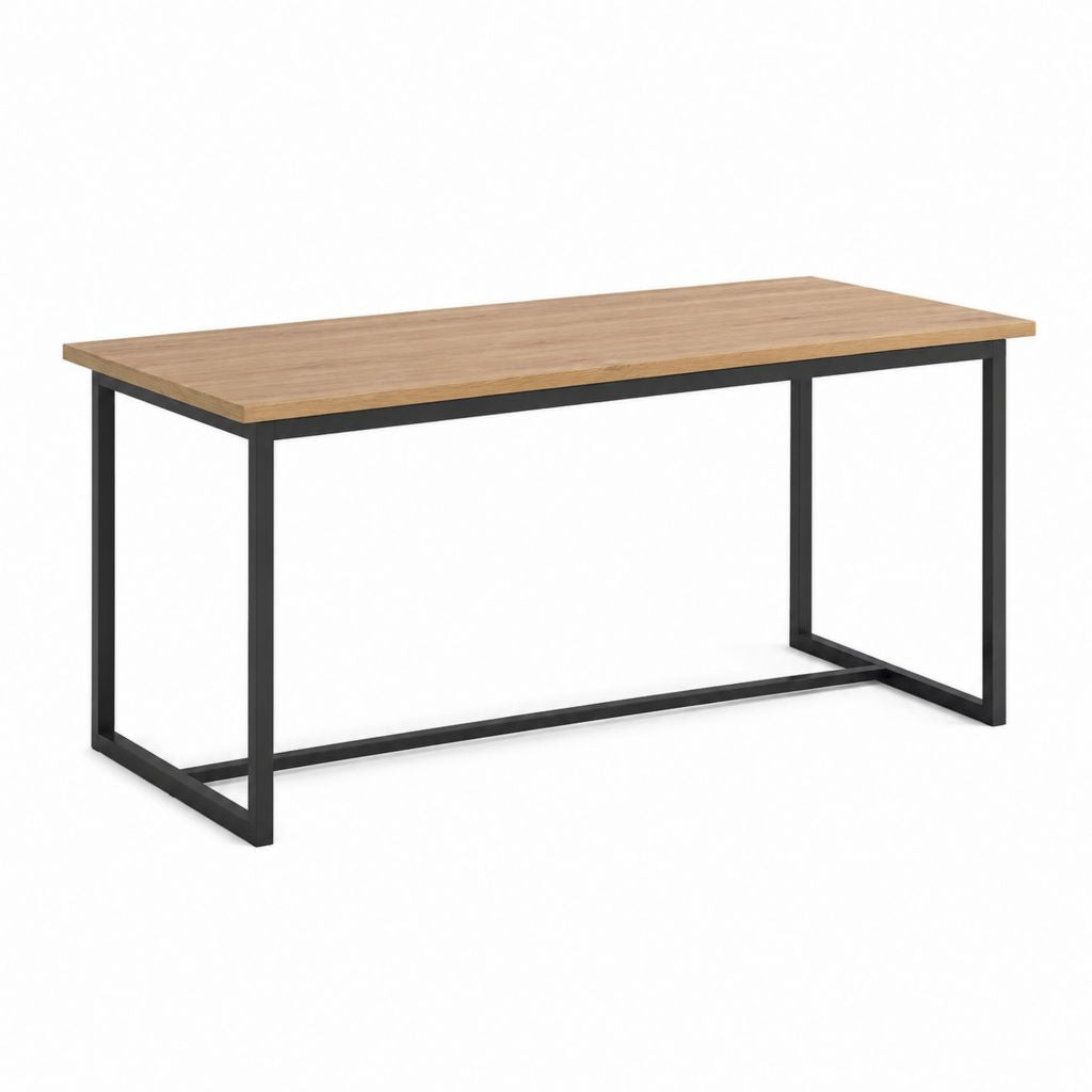 Esstisch rechteckig Eichenoptik MDF Stahl Schwarz 120 x 60 x 75 cm