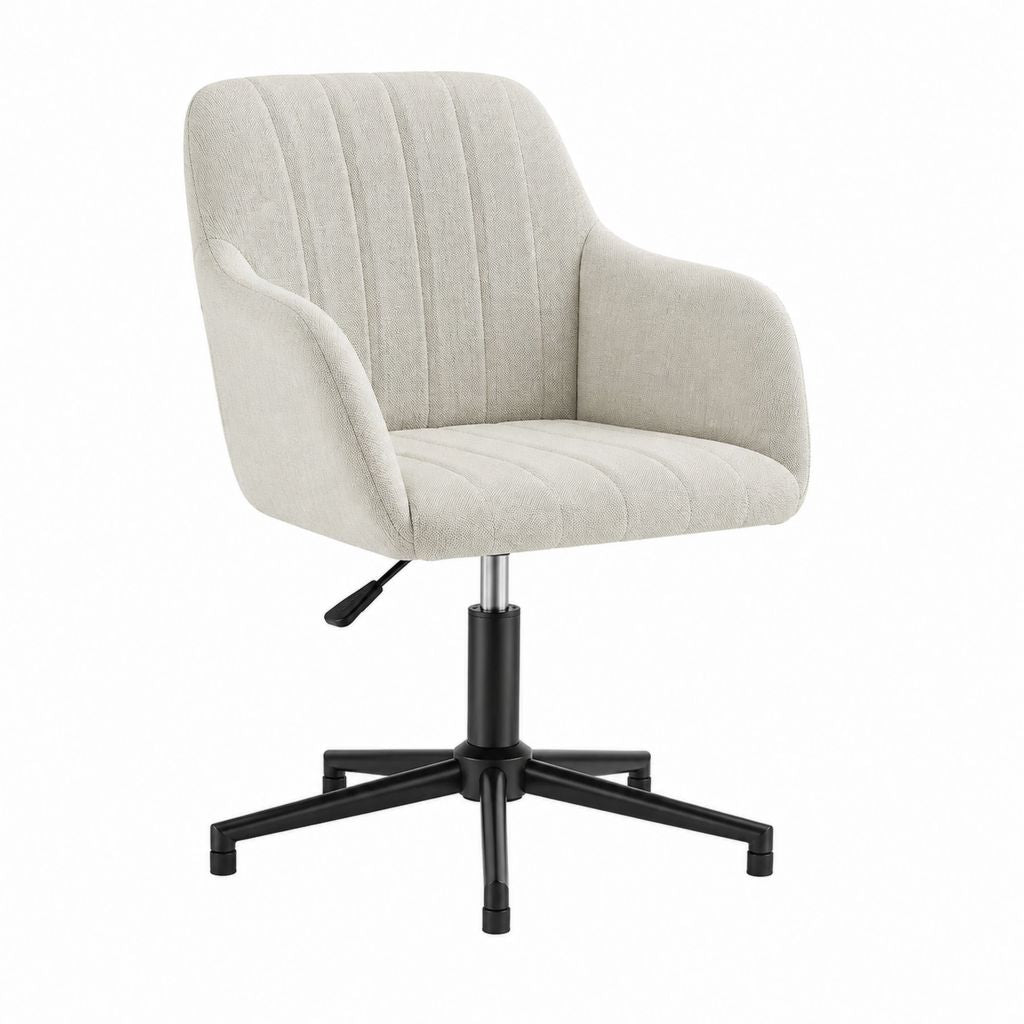 Drehbarer Esszimmerstuhl mit Armlehnen Beige Polyester 60 x 61 x 80-90 cm