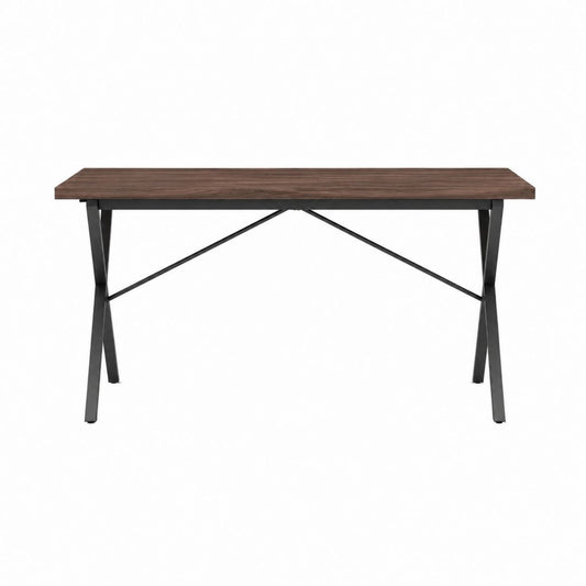 Esstisch Walnussbraun MDF Stahl rechteckig 140 x 80 x 75 cm