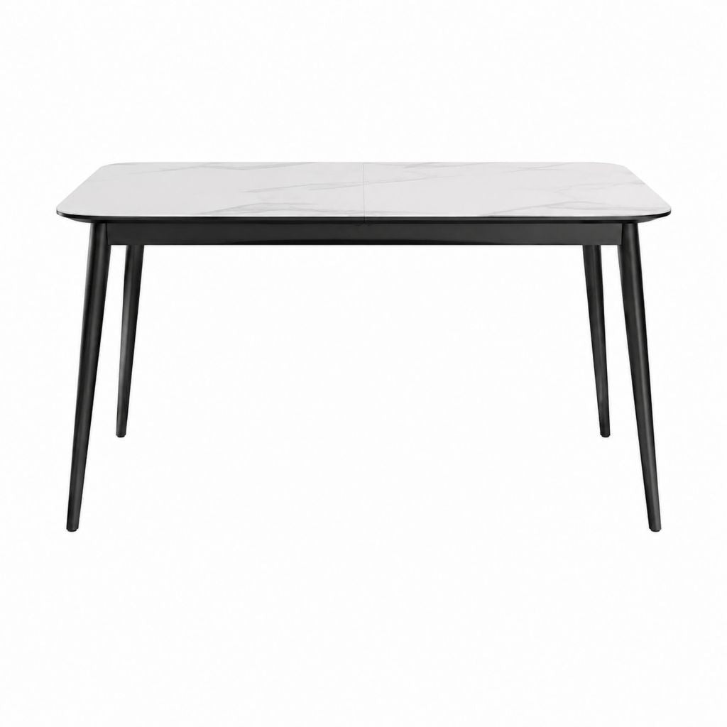 Esstisch Weiß Schwarz MDF mit Marmoroptik Rechteckig 140 x 80 x 75 cm