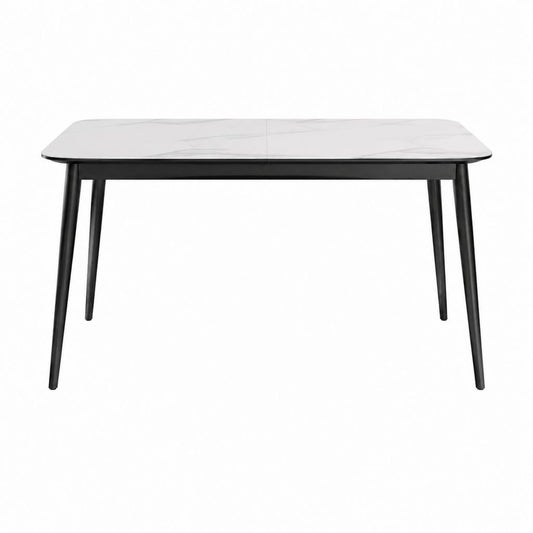 Esstisch Weiß Schwarz MDF mit Marmoroptik Rechteckig 140 x 80 x 75 cm