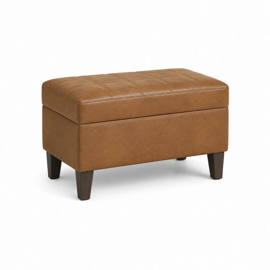 Sitzbank mit Stauraum cognacbraun aus PU-Kunstleder rechteckig 80 x 50 x 45 cm