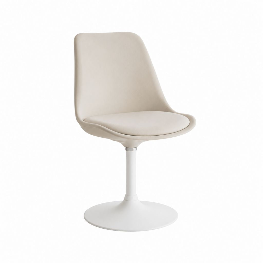 Drehbarer Esszimmerstuhl Creme PU-Kunstleder mit Rundfuß 48 x 55 x 80-92 cm
